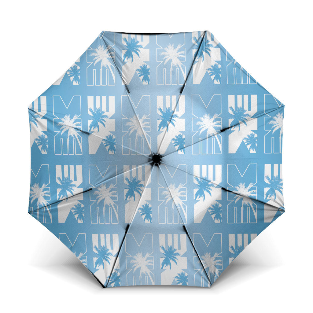 Bula Fiji Umbrella Blue Makare Masi Tapa Pattern