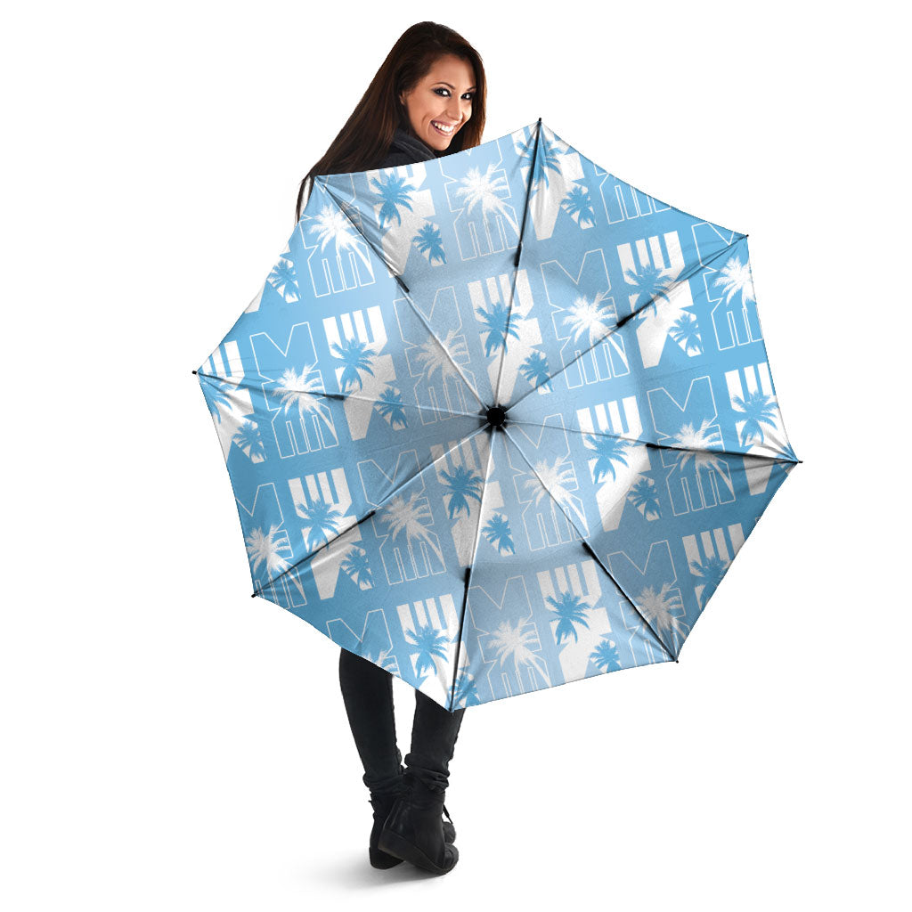 Bula Fiji Umbrella Blue Makare Masi Tapa Pattern