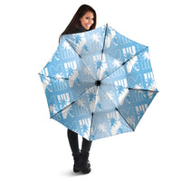 Bula Fiji Umbrella Blue Makare Masi Tapa Pattern