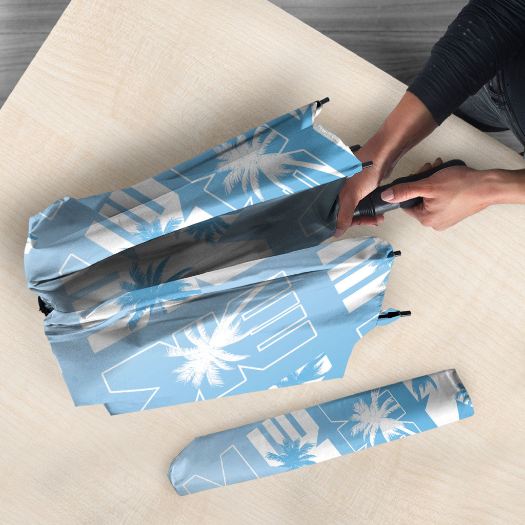 Bula Fiji Umbrella Blue Makare Masi Tapa Pattern