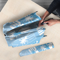 Bula Fiji Umbrella Blue Makare Masi Tapa Pattern