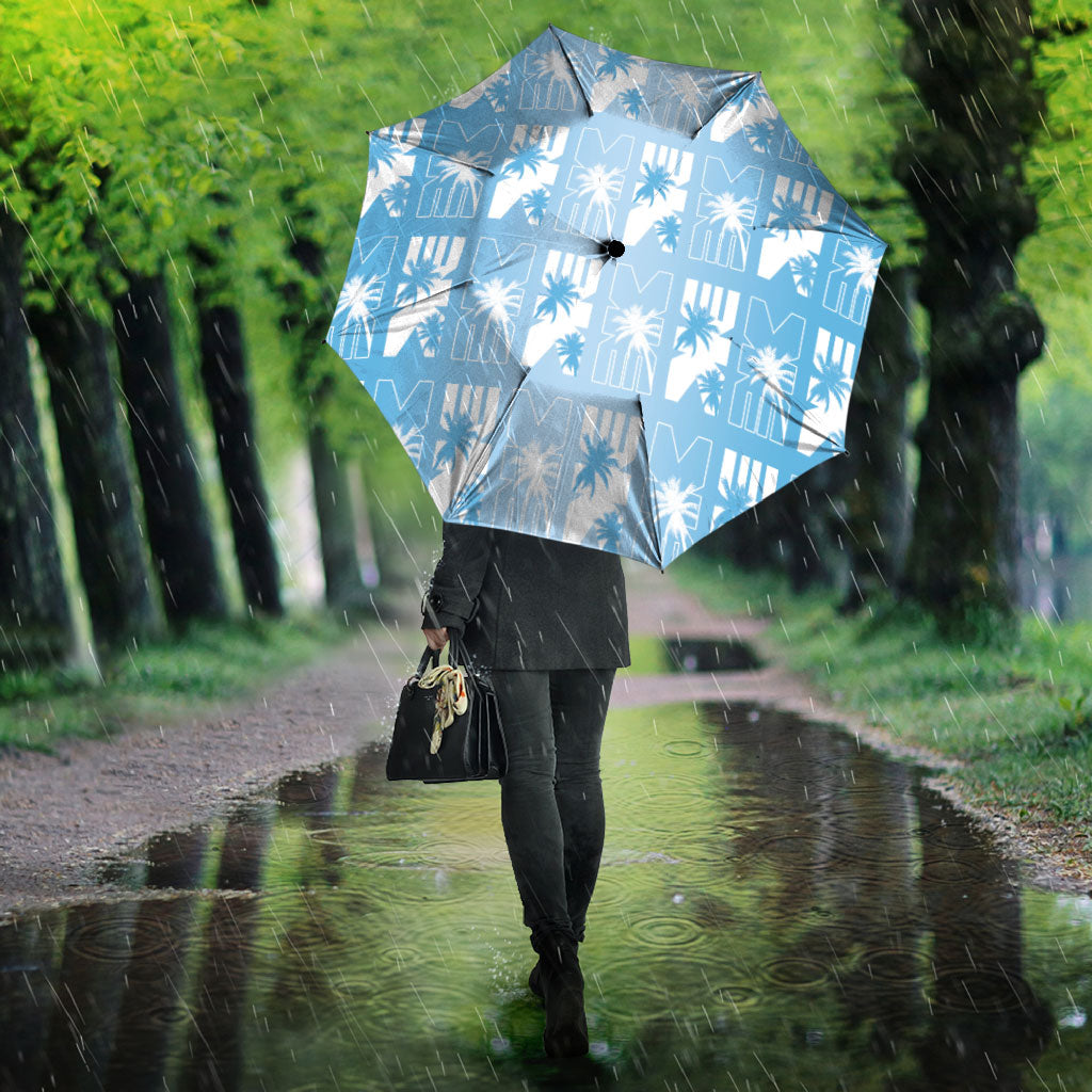 Bula Fiji Umbrella Blue Makare Masi Tapa Pattern