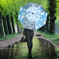 Bula Fiji Umbrella Blue Makare Masi Tapa Pattern