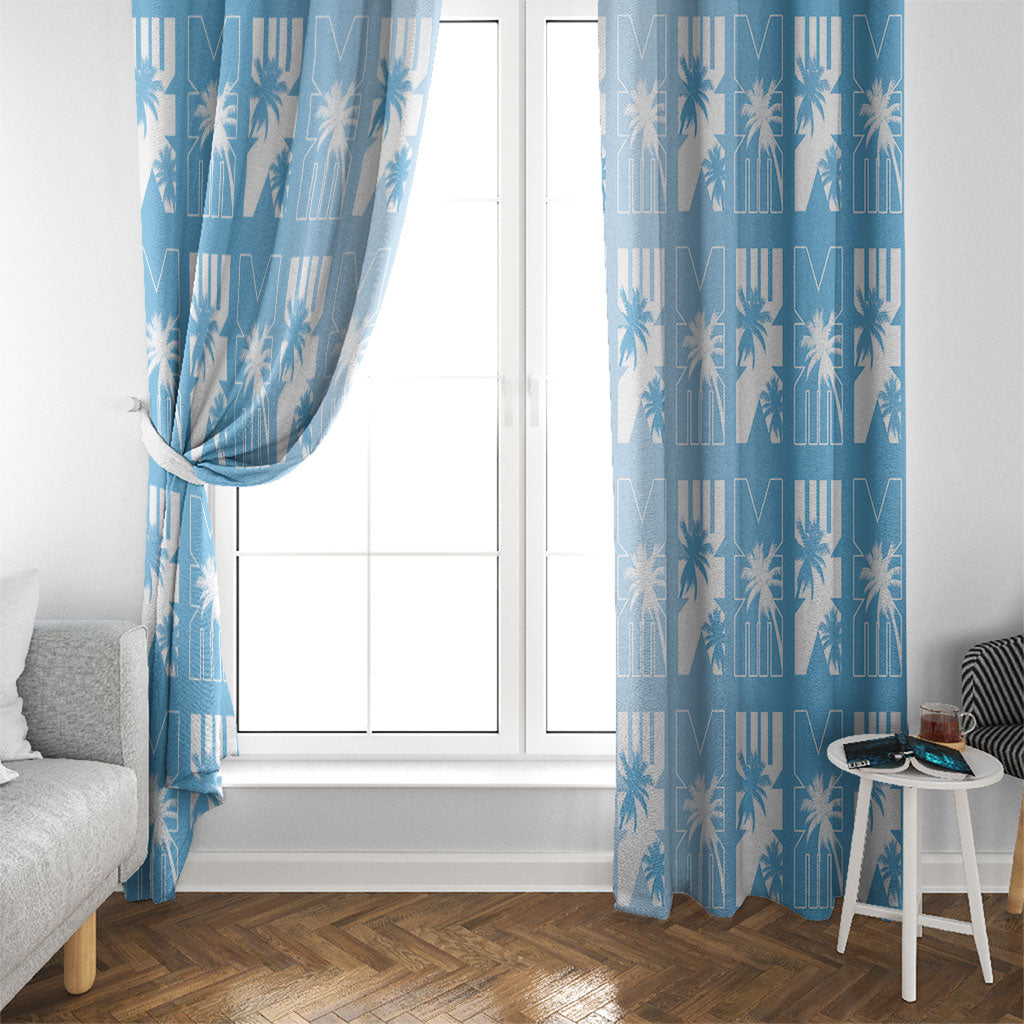 Bula Fiji Window Curtain Blue Makare Masi Tapa Pattern