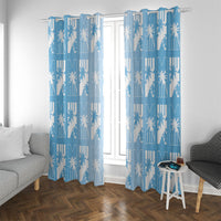 Bula Fiji Window Curtain Blue Makare Masi Tapa Pattern