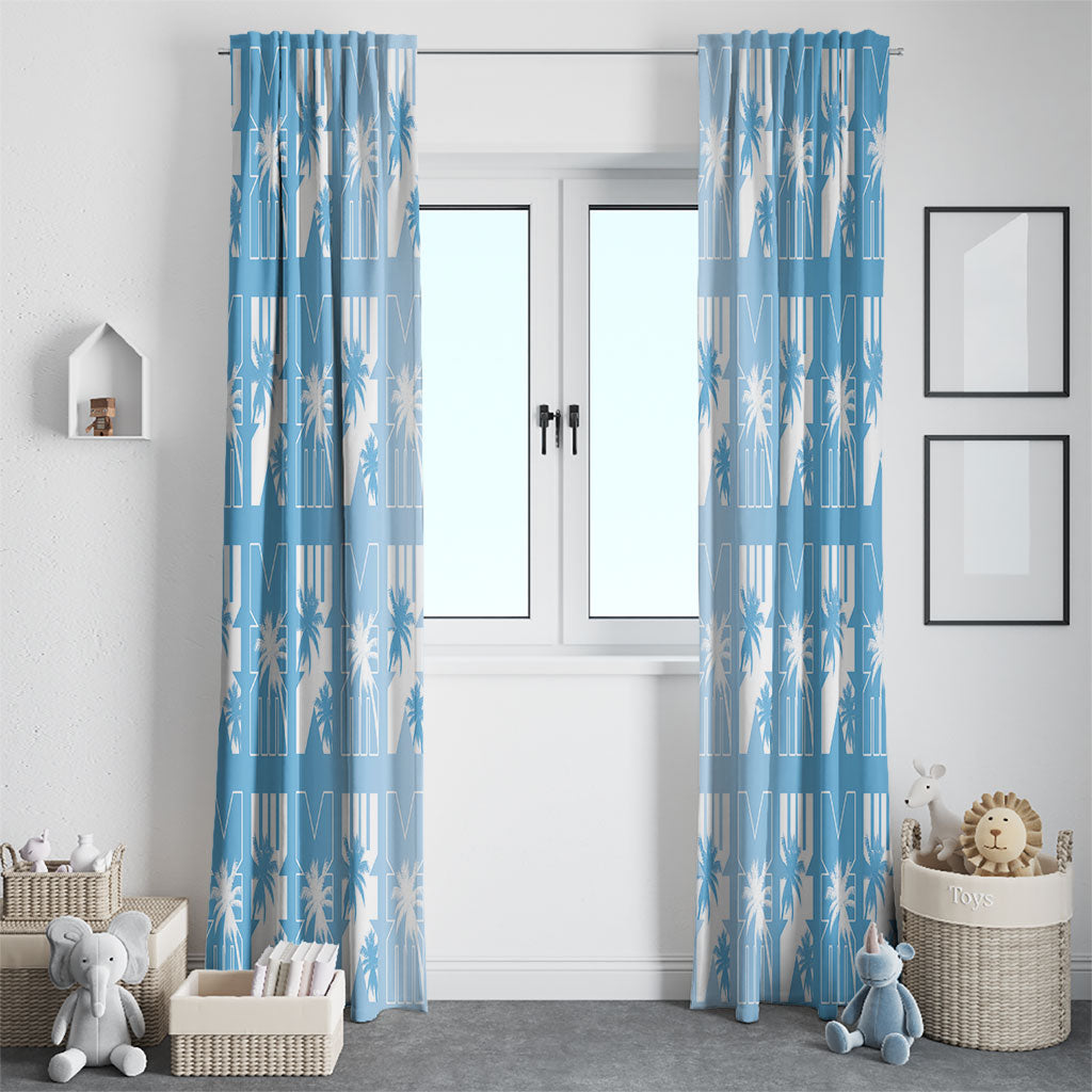 Bula Fiji Window Curtain Blue Makare Masi Tapa Pattern