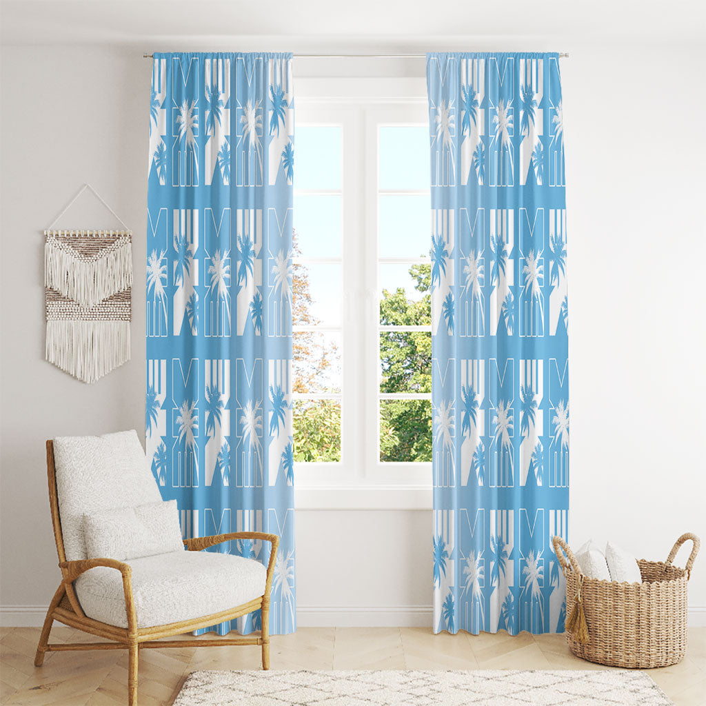 Bula Fiji Window Curtain Blue Makare Masi Tapa Pattern