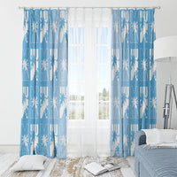 Bula Fiji Window Curtain Blue Makare Masi Tapa Pattern