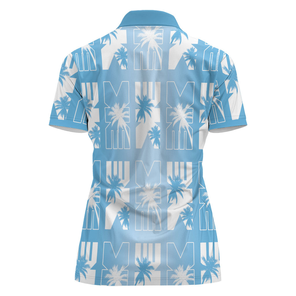 Bula Fiji Women Polo Shirt Blue Makare Masi Tapa Pattern