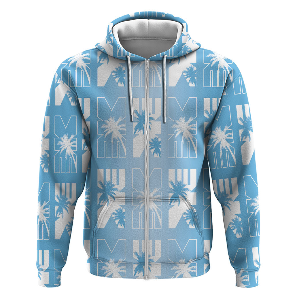 Bula Fiji Zip Hoodie Blue Makare Masi Tapa Pattern