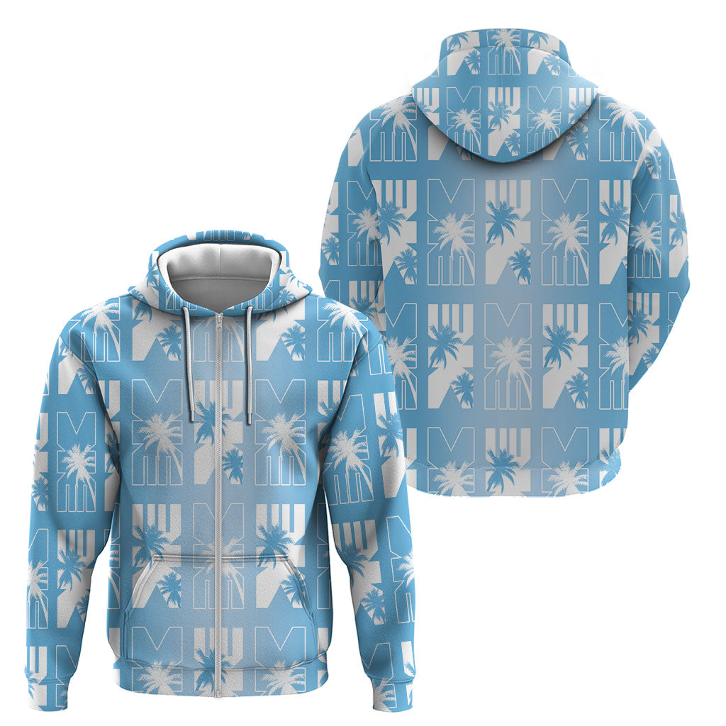 Bula Fiji Zip Hoodie Blue Makare Masi Tapa Pattern