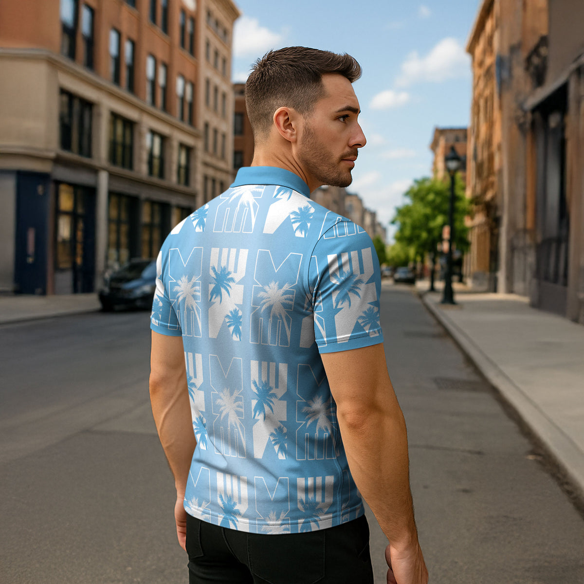 Bula Fiji Zipper Polo Shirt Blue Makare Masi Tapa Pattern