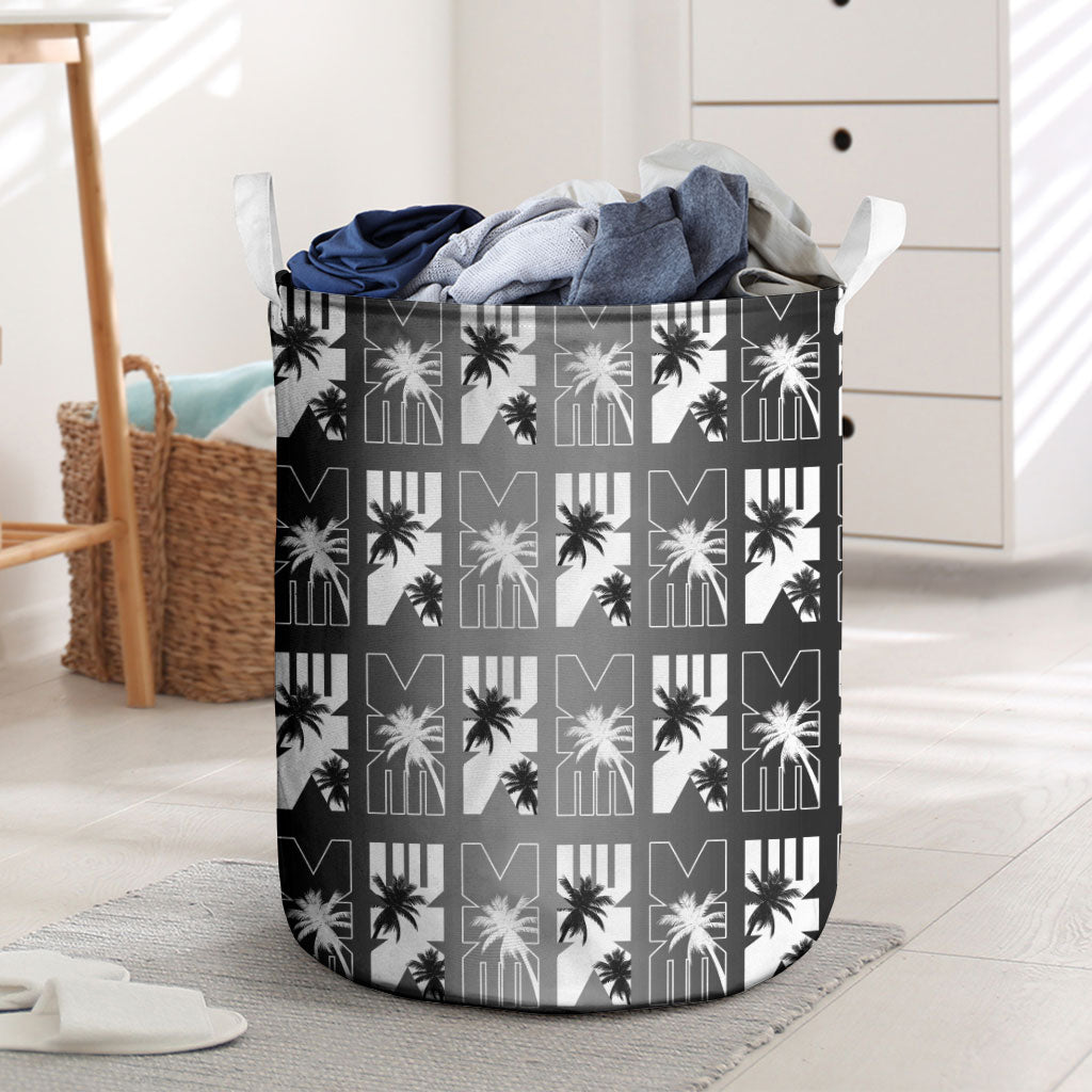 Bula Fiji Laundry Basket Black Makare Masi Tapa Pattern