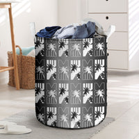 Bula Fiji Laundry Basket Black Makare Masi Tapa Pattern