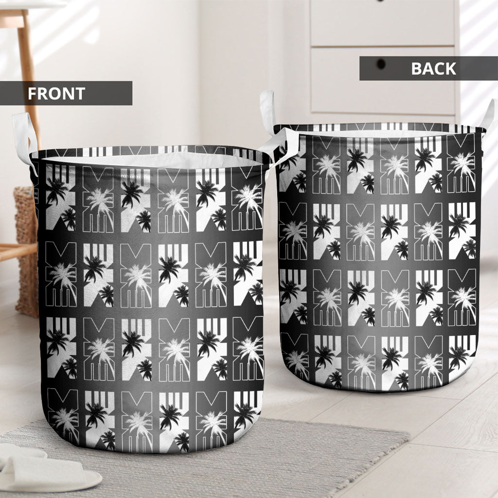 Bula Fiji Laundry Basket Black Makare Masi Tapa Pattern