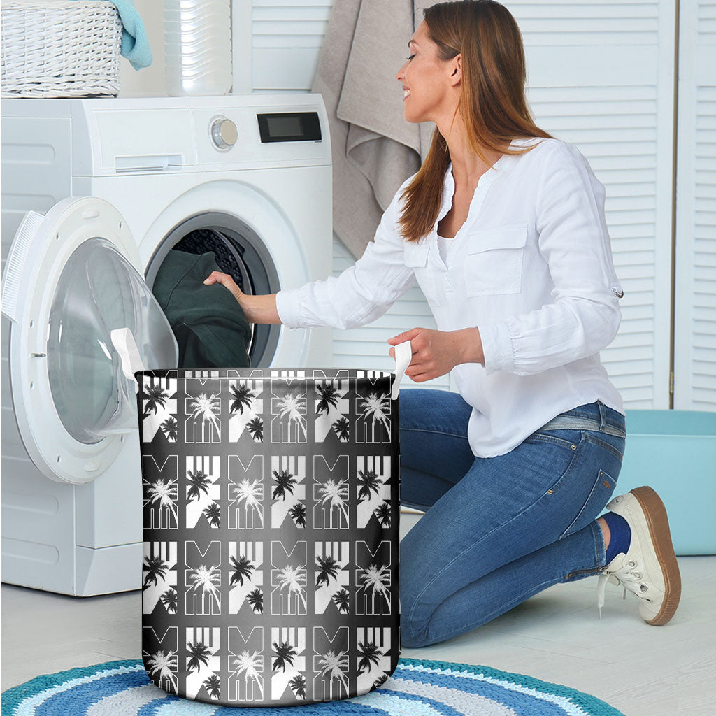 Bula Fiji Laundry Basket Black Makare Masi Tapa Pattern