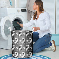Bula Fiji Laundry Basket Black Makare Masi Tapa Pattern