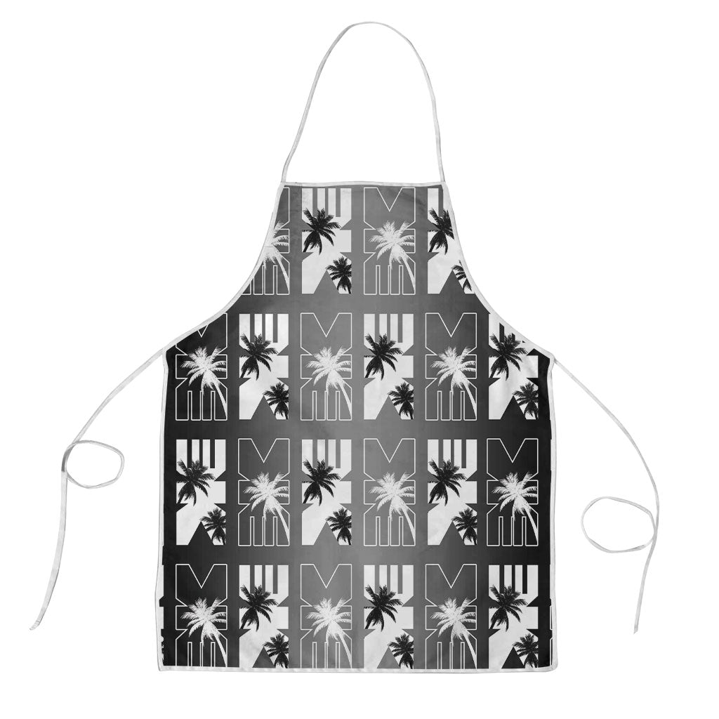 Bula Fiji Apron Black Makare Masi Tapa Pattern