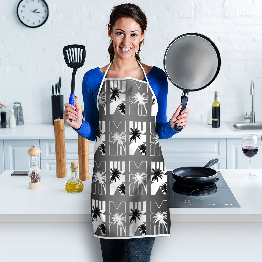 Bula Fiji Apron Black Makare Masi Tapa Pattern