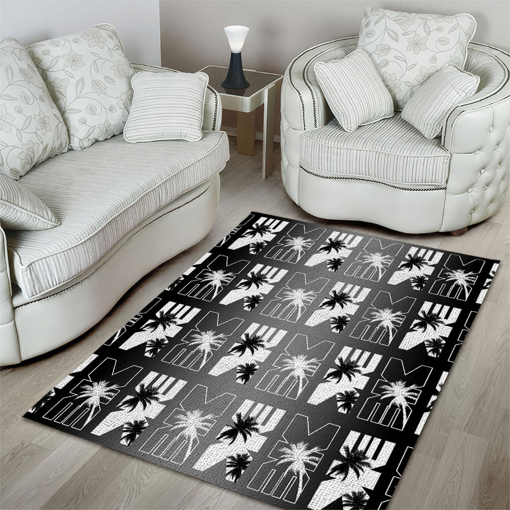 Bula Fiji Area Rug Black Makare Masi Tapa Pattern