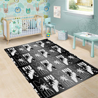 Bula Fiji Area Rug Black Makare Masi Tapa Pattern