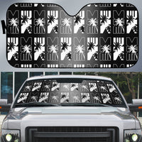 Bula Fiji Auto Sun Shade Black Makare Masi Tapa Pattern
