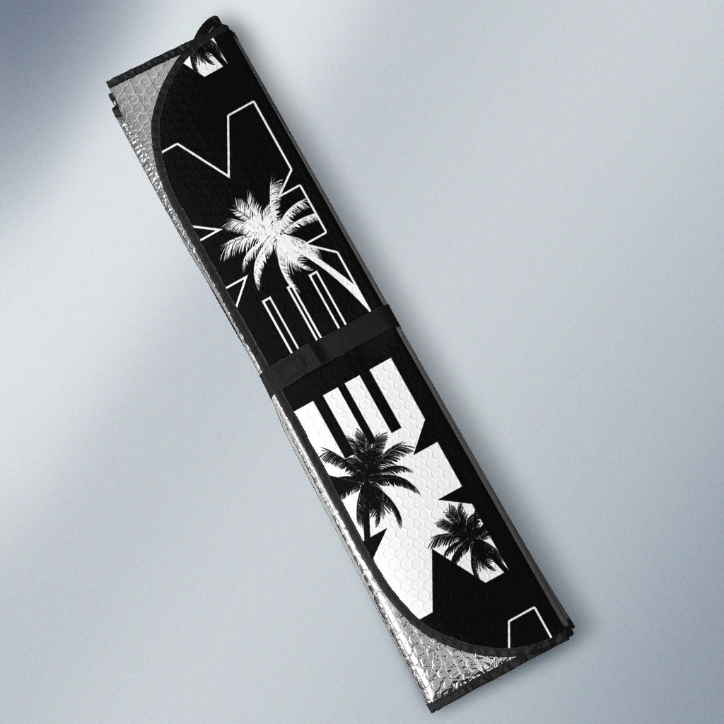 Bula Fiji Auto Sun Shade Black Makare Masi Tapa Pattern