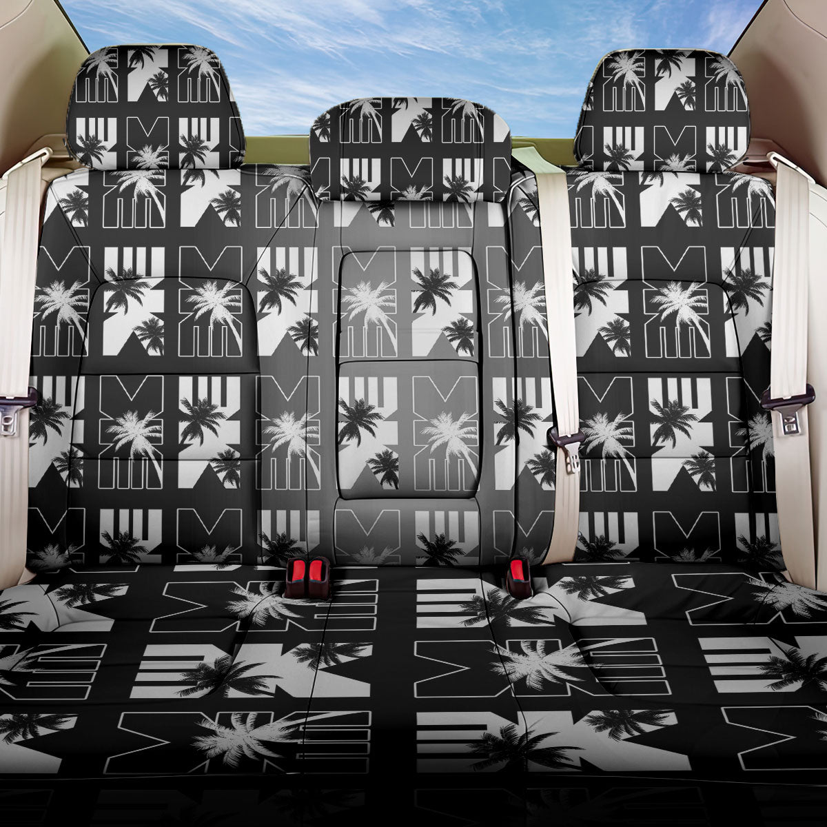 Bula Fiji Back Car Seat Cover Black Makare Masi Tapa Pattern
