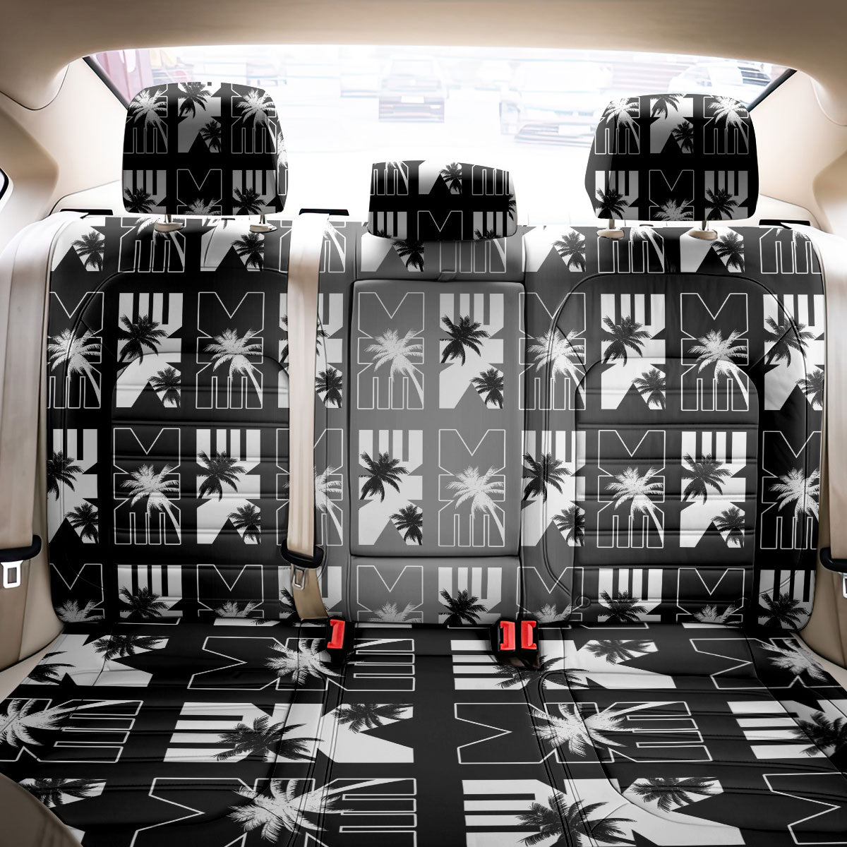 Bula Fiji Back Car Seat Cover Black Makare Masi Tapa Pattern