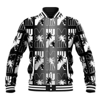 Bula Fiji Baseball Jacket Black Makare Masi Tapa Pattern