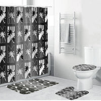 Bula Fiji Bathroom Set Black Makare Masi Tapa Pattern