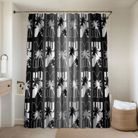 Bula Fiji Bathroom Set Black Makare Masi Tapa Pattern