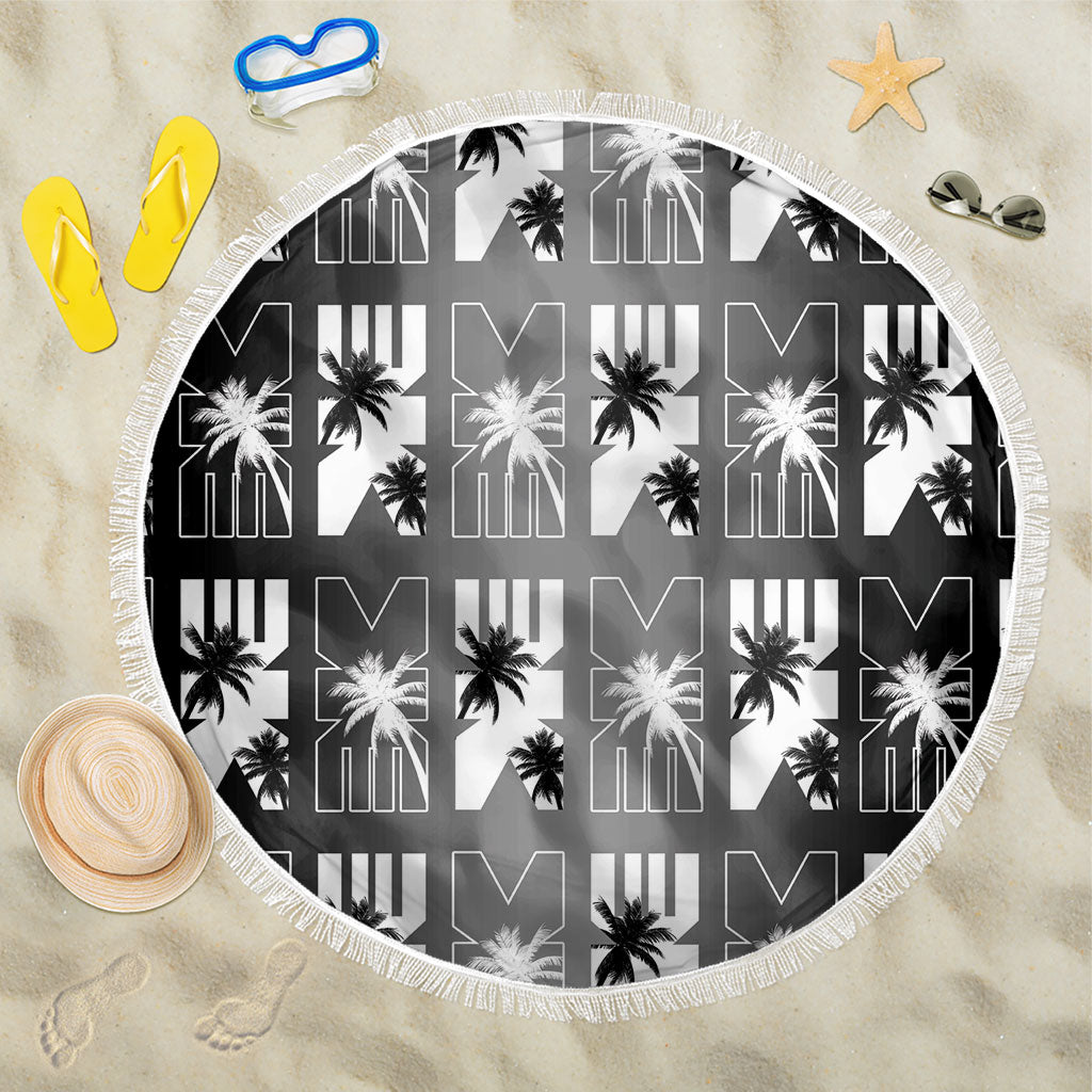 Bula Fiji Beach Blanket Black Makare Masi Tapa Pattern