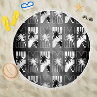 Bula Fiji Beach Blanket Black Makare Masi Tapa Pattern
