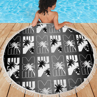 Bula Fiji Beach Blanket Black Makare Masi Tapa Pattern