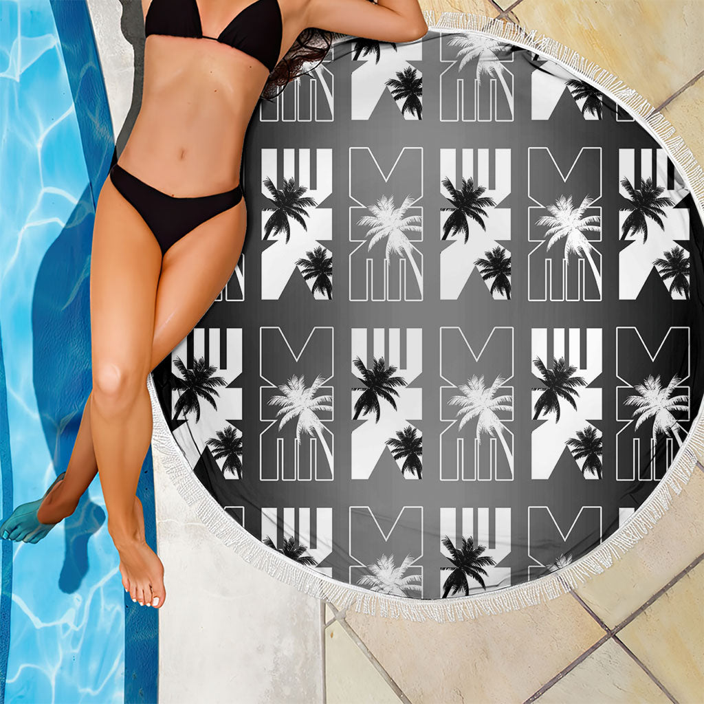Bula Fiji Beach Blanket Black Makare Masi Tapa Pattern