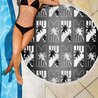 Bula Fiji Beach Blanket Black Makare Masi Tapa Pattern