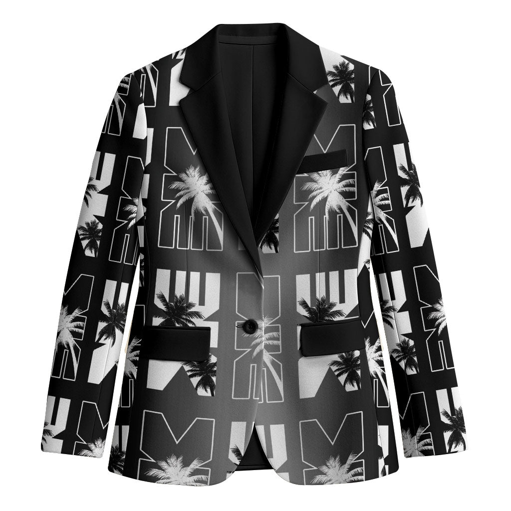 Bula Fiji Blazer Black Makare Masi Tapa Pattern