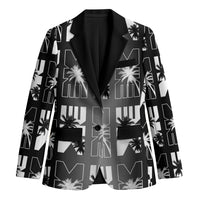 Bula Fiji Blazer Black Makare Masi Tapa Pattern