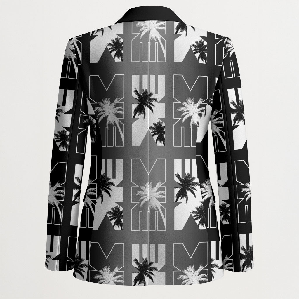 Bula Fiji Blazer Black Makare Masi Tapa Pattern