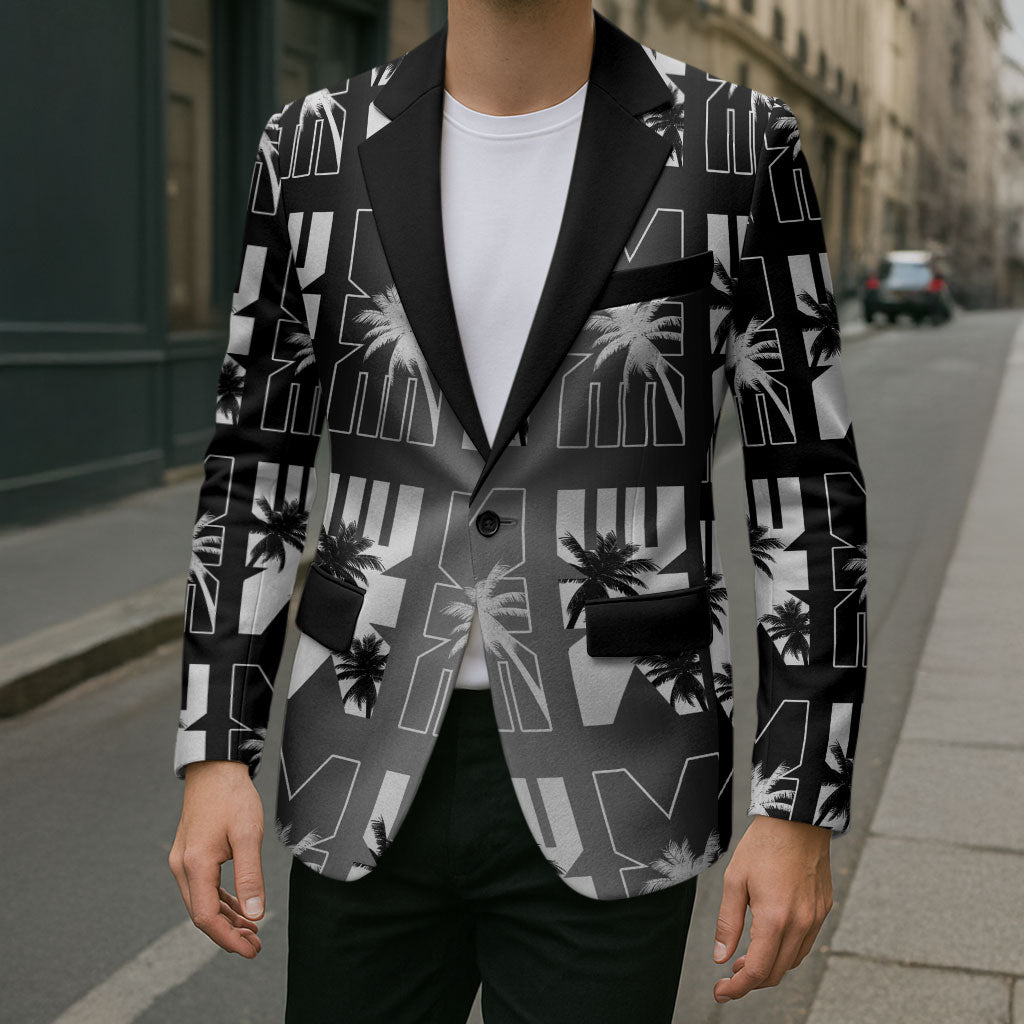 Bula Fiji Blazer Black Makare Masi Tapa Pattern