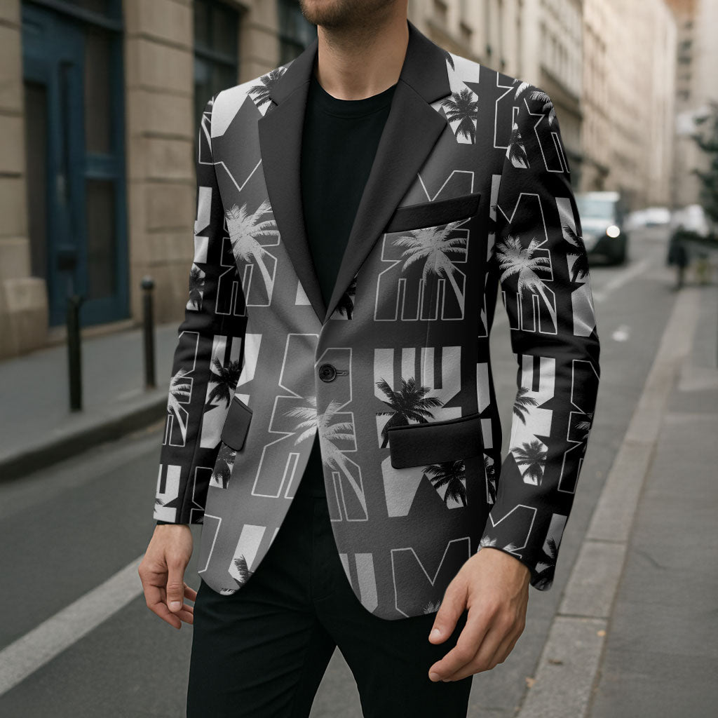 Bula Fiji Blazer Black Makare Masi Tapa Pattern