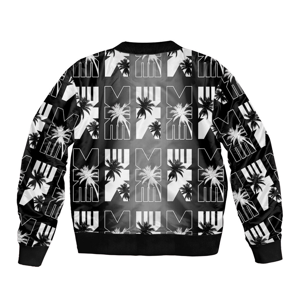 Bula Fiji Bomber Jacket Black Makare Masi Tapa Pattern