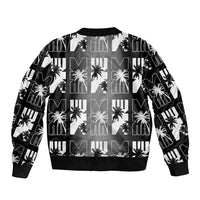Bula Fiji Bomber Jacket Black Makare Masi Tapa Pattern