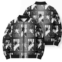 Bula Fiji Bomber Puffer Jacket Black Makare Masi Tapa Pattern