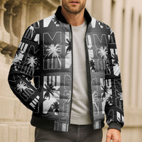 Bula Fiji Bomber Puffer Jacket Black Makare Masi Tapa Pattern