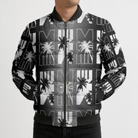 Bula Fiji Bomber Puffer Jacket Black Makare Masi Tapa Pattern