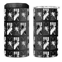 Bula Fiji 4 in 1 Can Cooler Tumbler Black Makare Masi Tapa Pattern