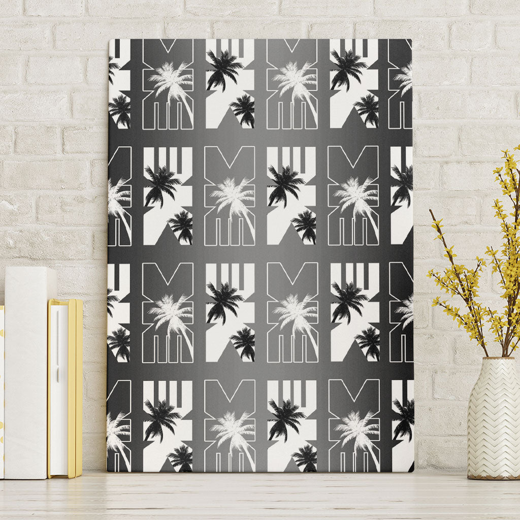 Bula Fiji Canvas Wall Art Black Makare Masi Tapa Pattern