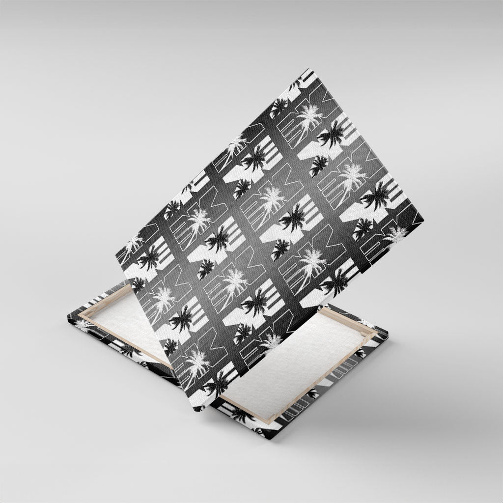 Bula Fiji Canvas Wall Art Black Makare Masi Tapa Pattern